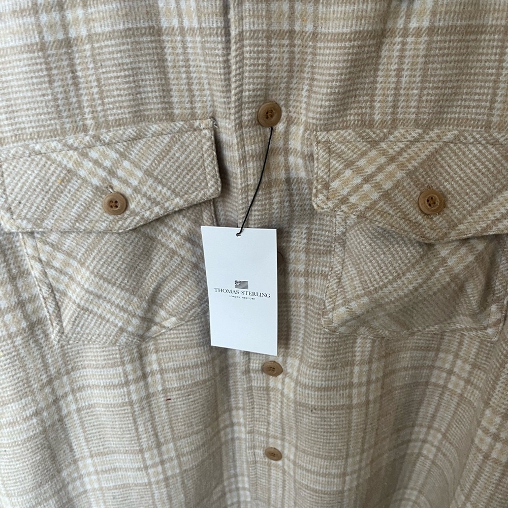 Plaid Button-Up Shirt in Beige - Picture 6 of 6